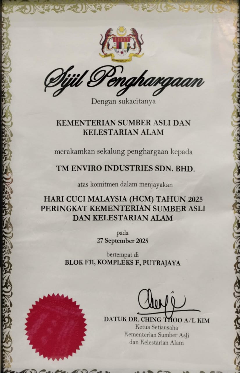 SIJIL PENHARGAAN KEMENTERIAN SUMBER ASLI DAN KELESTRIAN ALAM