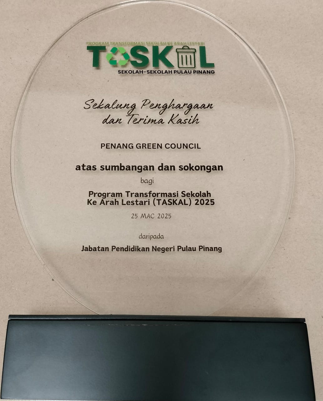 SEKALUNG PENHARGAAN DAN TERIMA KASIH PENANG GREEN COUNCIL